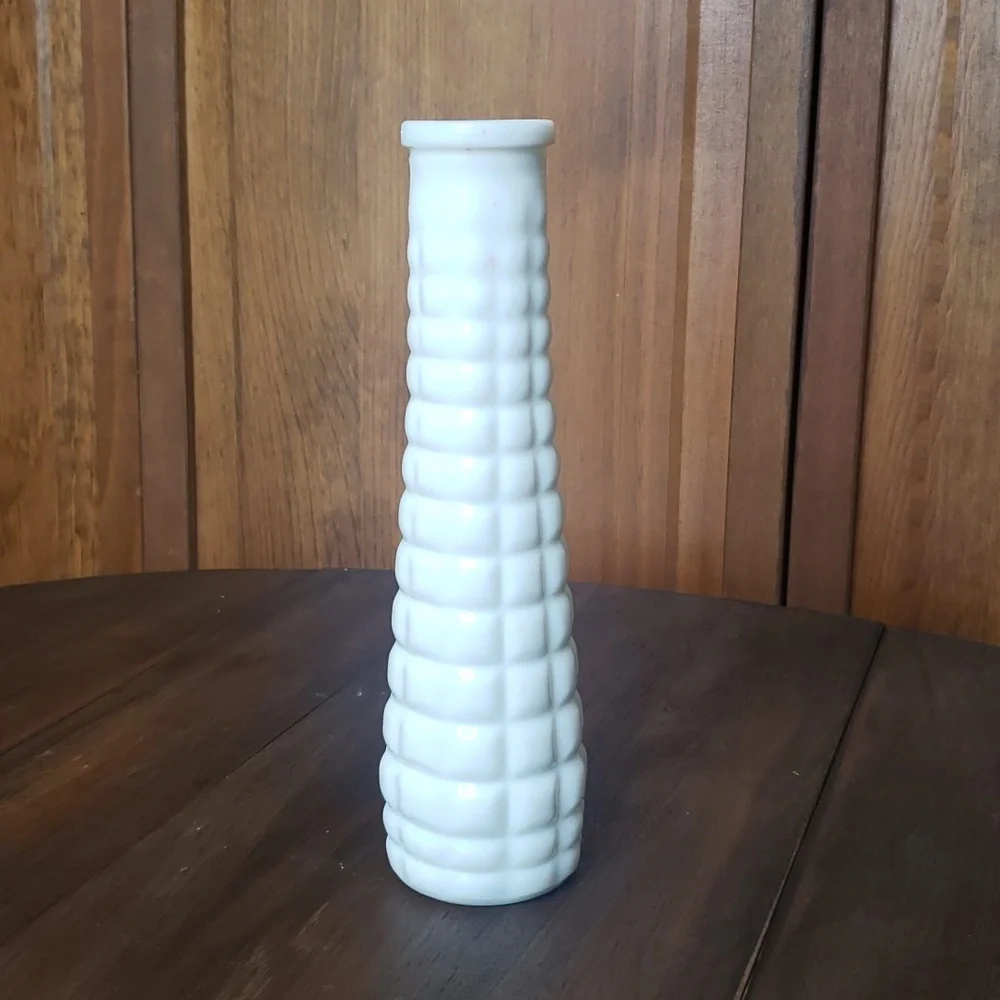 Vintage EO Brody Cleveland Co Milk Glass Textured Bud Vase